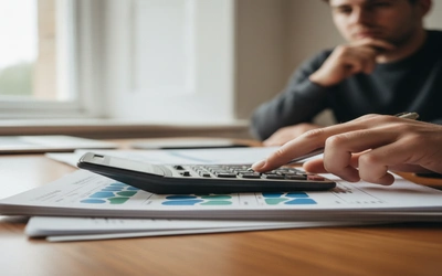 Calculator and documents showing boiler finance payment plans