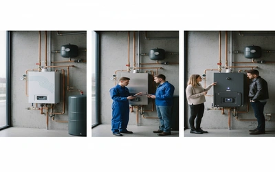 Three types of boilers displayed side by side for comparison